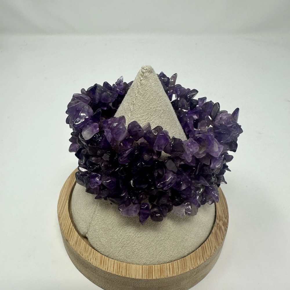 Stretchy Tumbled Amethyst cuff bracelet